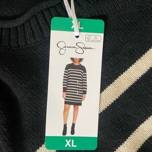 Jessica Simpson Black and Cream Striped Sweater